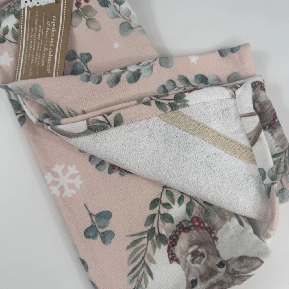 Cupcakes & Cashmere Christmas Deer Kitchen Towels Set of 3 Coastal Cotton NWT - Picture 10 of 15